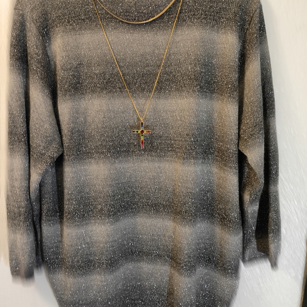 Alfred Dunner Metallic Gray Sweater